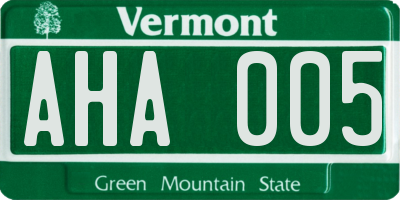 VT license plate AHA005