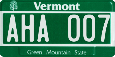 VT license plate AHA007