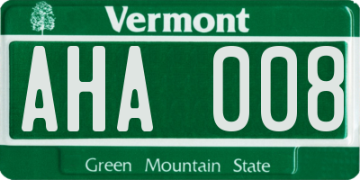 VT license plate AHA008