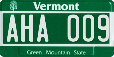VT license plate AHA009