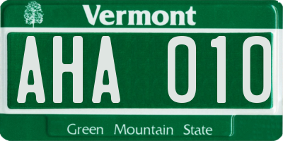 VT license plate AHA010