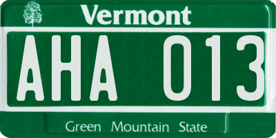 VT license plate AHA013