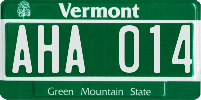 VT license plate AHA014
