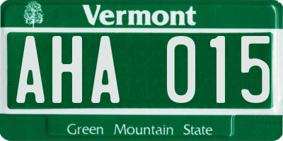 VT license plate AHA015