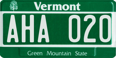 VT license plate AHA020