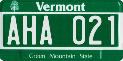 VT license plate AHA021