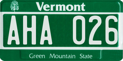 VT license plate AHA026