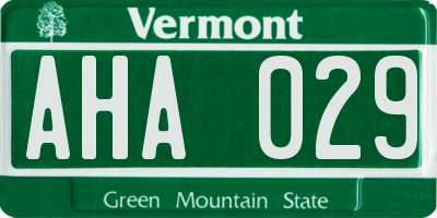 VT license plate AHA029