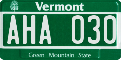 VT license plate AHA030