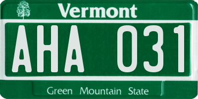 VT license plate AHA031