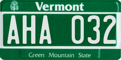 VT license plate AHA032