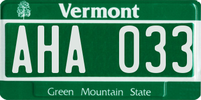 VT license plate AHA033