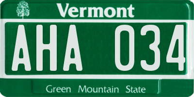 VT license plate AHA034