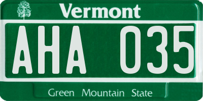 VT license plate AHA035