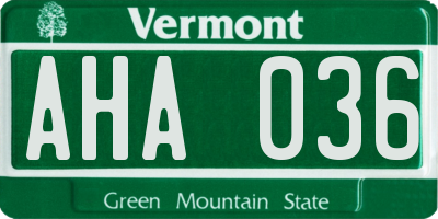 VT license plate AHA036