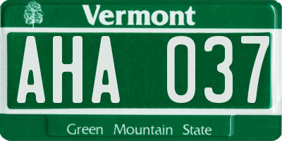 VT license plate AHA037