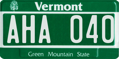 VT license plate AHA040