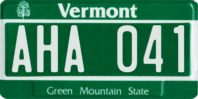 VT license plate AHA041