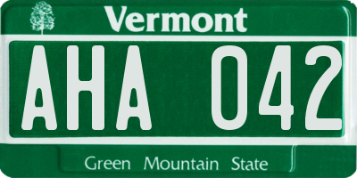 VT license plate AHA042