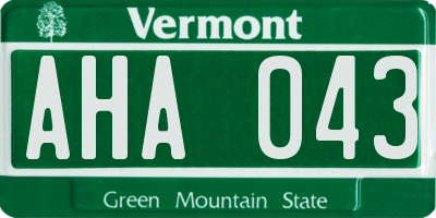 VT license plate AHA043
