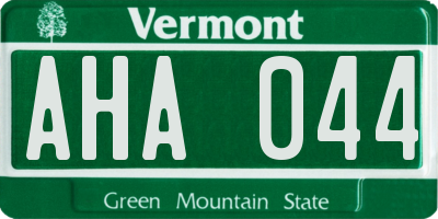 VT license plate AHA044