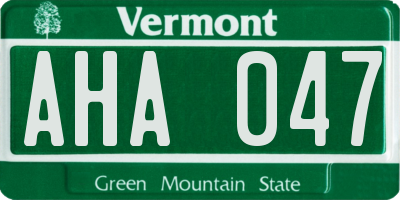 VT license plate AHA047