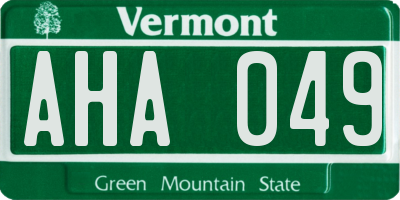 VT license plate AHA049