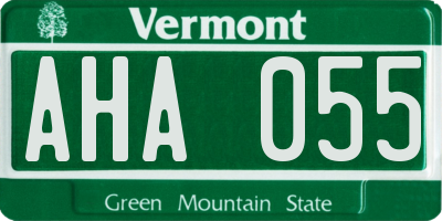 VT license plate AHA055