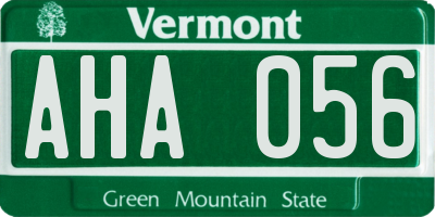 VT license plate AHA056