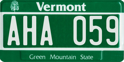VT license plate AHA059