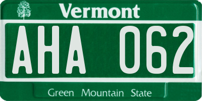 VT license plate AHA062