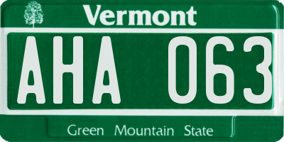 VT license plate AHA063