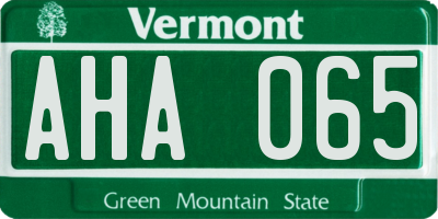 VT license plate AHA065
