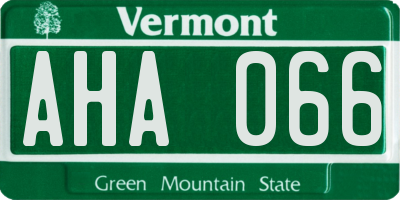 VT license plate AHA066