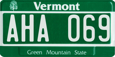 VT license plate AHA069