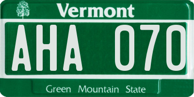 VT license plate AHA070