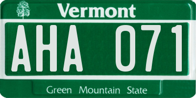 VT license plate AHA071