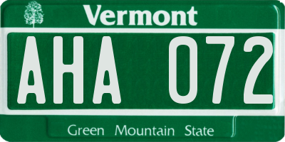 VT license plate AHA072