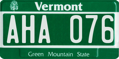 VT license plate AHA076