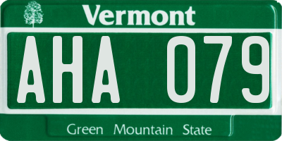 VT license plate AHA079