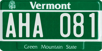 VT license plate AHA081