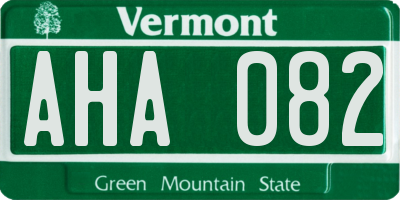 VT license plate AHA082