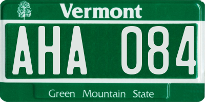 VT license plate AHA084
