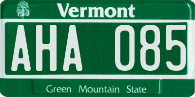 VT license plate AHA085