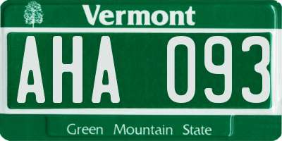 VT license plate AHA093