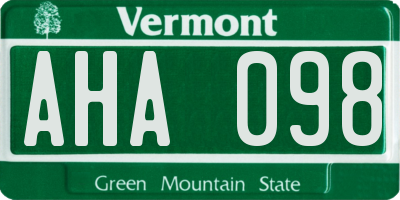 VT license plate AHA098