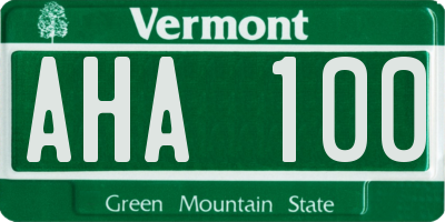 VT license plate AHA100