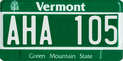 VT license plate AHA105