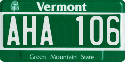 VT license plate AHA106