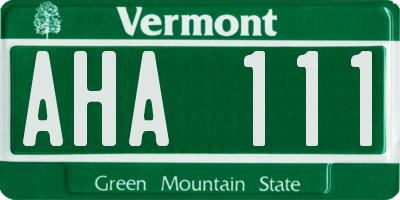 VT license plate AHA111